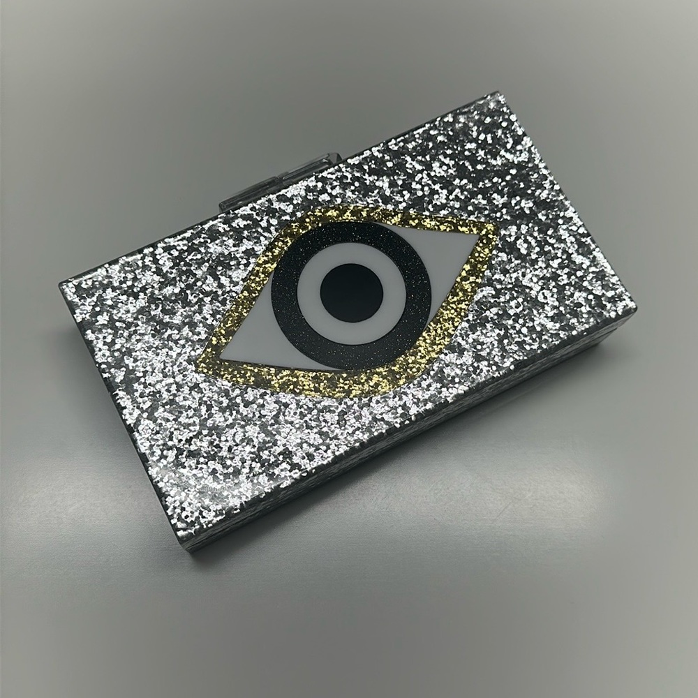 Sequined Eye Box Rectangular Clutch - image 1